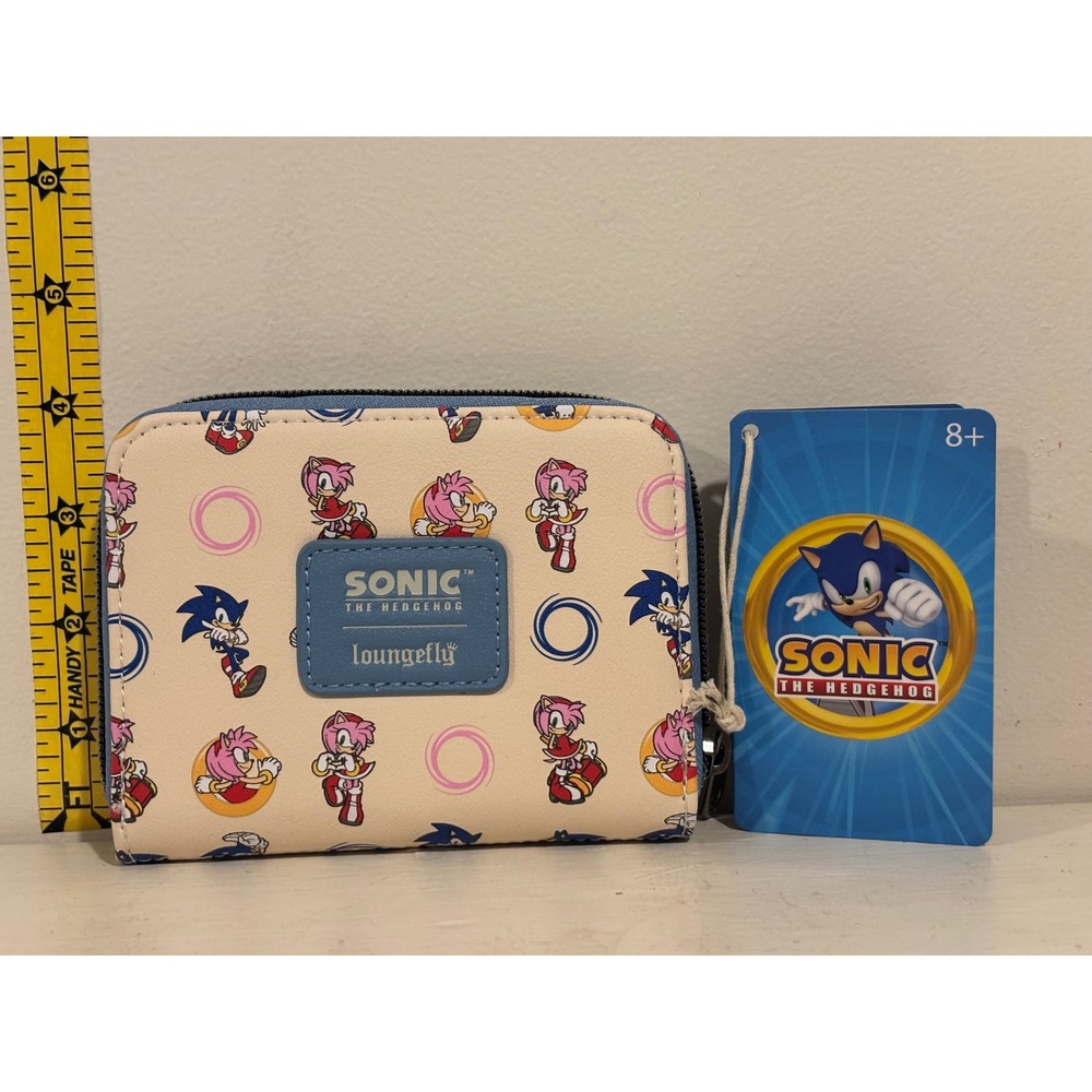 Loungefly Sonic the Hedgehog Amy Rose Wallet Cream Blue Zip Around NEW w/ tag